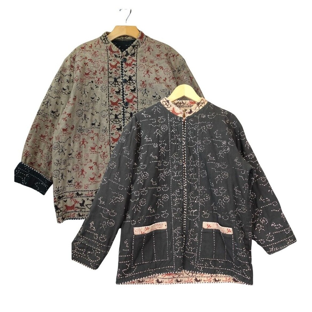 Reversible Loop Button Jacket S L Black White Eth… - image 1